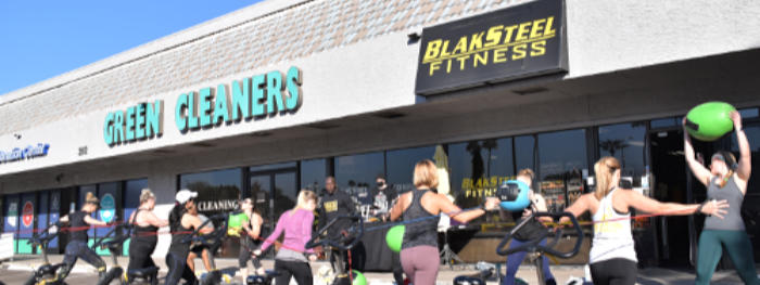 People stretching on cables
